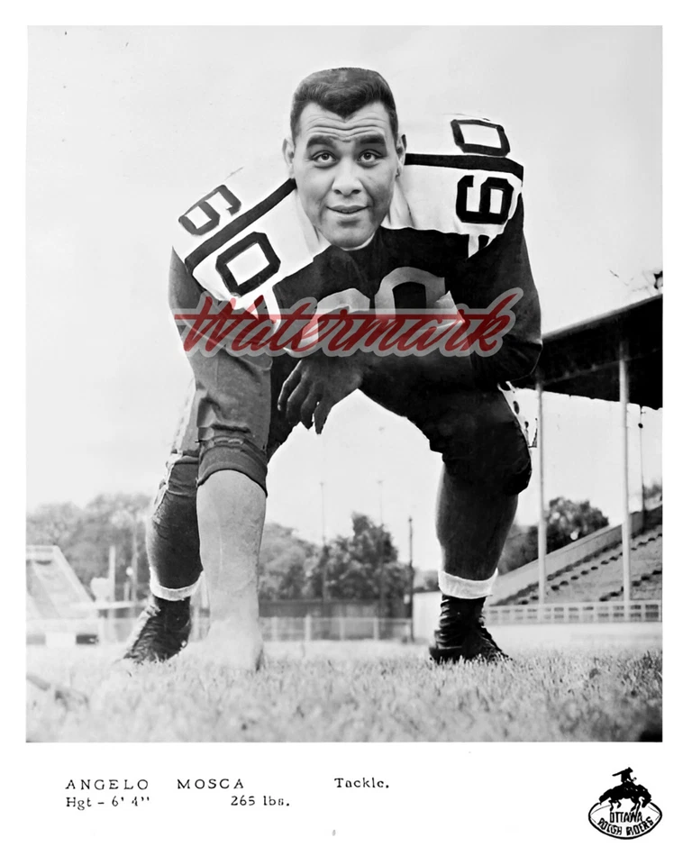 CFL 1961 Angelo Mosca Ottawa Rough Riders reimpresión blanco y negro 8 X 10 foto foto foto foto Foto 1 de 1