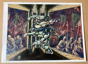 La Leyenda de los Cinco Anillos Arte Original Bushi Dojo Tom Biondolillo 5 L5R pintado - Imagen 1 de 4
