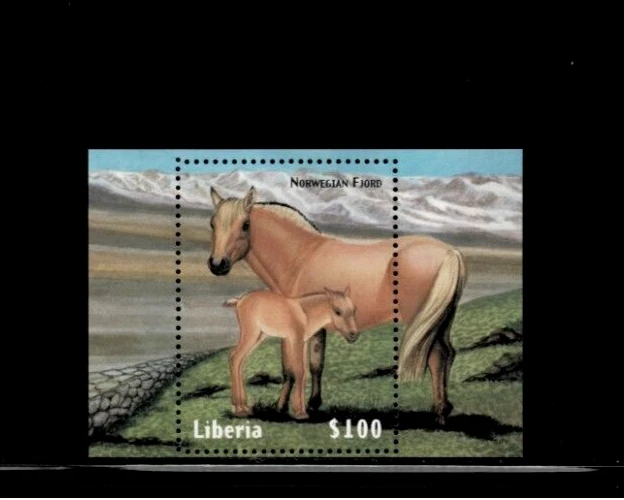 Liberia 1999 - Animales de granja caballos - Hoja de estampillas de recuerdo - MNH Foto 1 de 1