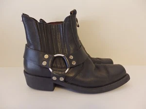 Windsor Smith Motor Men's Black Leather Side Gusset Ankle Boots Buckle Size 7.5 - Picture 1 of 14