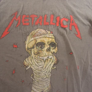 T-Shirt Metallica Damen klein Schädelband kurzärmelig Baumwolle grau - Bild 1 von 7