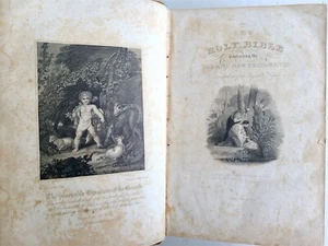 1838 BIBLE POLYGLOTT in ENGLISH antique AMERICANA Brattleboro ILLUSTRATED - Picture 1 of 11