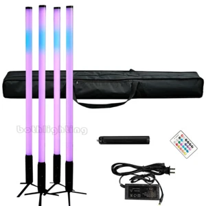 4pcs with bag Wireless Battery Pixel Tube 360 Degree Led Tube Dj Wedding Light - Picture 1 of 11