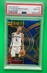 2023-24 PANINI SELECT BLUE PRIZM #121 VICTOR WEMBANYAMA ROOKIE RC PSA 10 - Picture 1 of 3