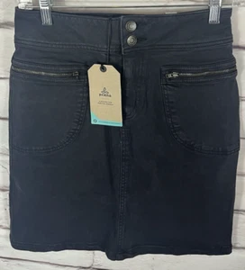 NWT prAna Women's Size 2 Black Denim Broadway Skirt With Pocket's - Picture 1 of 7