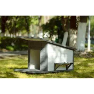 Große tragbare graue Hundehütte aus Holz - Bild 1 von 3