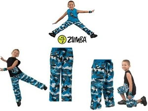 Zumba Atomic ZA Cargo Pants Youth Blue Camo Boys Fitness Gym Workout Convertible - Picture 1 of 7