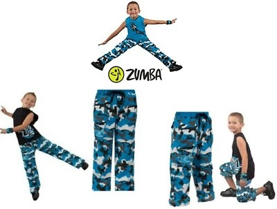 Zumba Atomic ZA Cargo Pants Youth Blue Camo Boys Fitness Gym Workout Convertible - Image 1 of 4