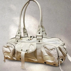 Diesel Y2K Tote Hand bag Cream Denim Boston Shoulder Used Authentic Vintage ! - Picture 1 of 14