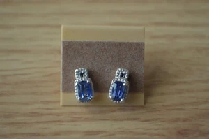 1.33ct Himalayan Kyanite / Sapphire Earrings Platinum over Fine Silver - Picture 1 of 8