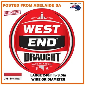 WEST END DRAUGHT BEER DECAL STICKER V- LARGE 240mm DIA HOT ROD - Picture 1 of 2