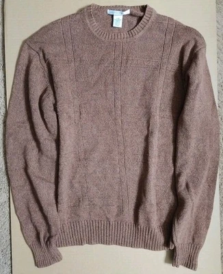 Vtg Hong Kong Geoffrey Beene Knit Sweater Brown L Grandpa Knit 24 Pit 27 Long - Image 1 of 3