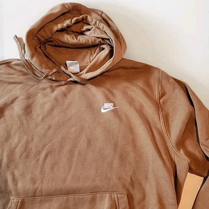 NIKE Hoodie Sweatshirt Men's L Light Brown Pullover Cotton/Polyester Blend - Picture 1 of 11