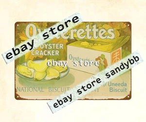 1940er Uneeda NABISCO NATIONAL BISCUIT COMPANY OYSTERETTES CRACKER Blechschild - Bild 1 von 4