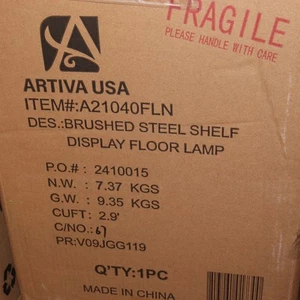 Artiva USA Exeter Durable Glass Display Shelf Floor Lamp A21040FLN - Picture 1 of 4