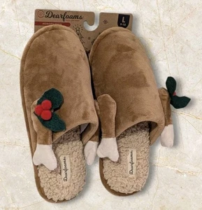 NEW Dearfoams Slippers Memory Foam Turkey Thanksgiving Womens Sz Large 9-10 Cozy - Picture 1 of 15