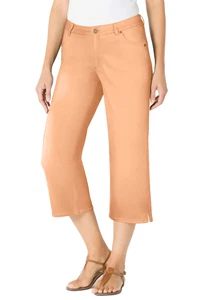 Woman Within Plus Size Stretch Denim Five-Pocket Capri Jeans - Picture 1 of 65