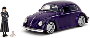 WEDNESDAY Addams Auto DieCast VOLKSWAGEN BEETLE CON Figura Scala 1/24 JADA - Foto 1 di 5