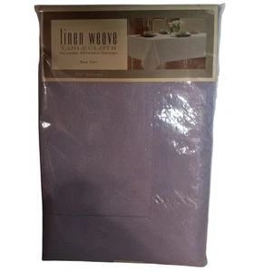 Linen Weave Tablecloth 70" Square Classic Mitered Design Lavender Vintage NEW - Picture 1 of 10