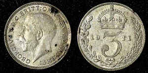 Gran Bretagna Giorgio V Argento 1921 3 Pence Maundy KM# 813a (28 335) - Foto 1 di 3