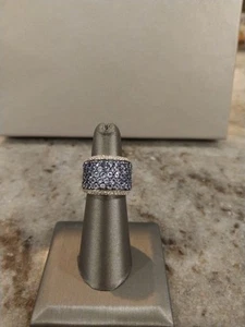 TANZANITE, White Zircon Cluster Ring in Rhodium/ Sterling Silver sz 5, TCW =4.40 - Picture 1 of 24