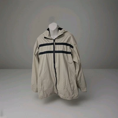 Abrigo de lluvia con capucha forrado de malla beige XL Misty Harbor para mujer Foto 1 de 4