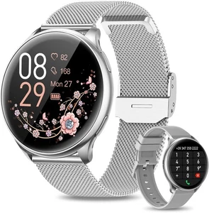 SmartWatch für Damen mit Telefonieren Fitness-Tracker Android & iOS-Apple Silber - Bild 1 von 13