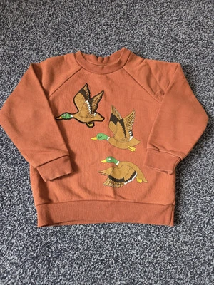 Mini Rodini Scandi Flying Ducks Sweatshirt Pullover braun 92 98 18 Monate 2 3 Jahre - Bild 1 von 4