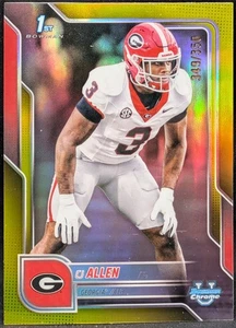 2025 Bowman Chrome University Yellow Refractor #140 CJ Allen /350 - Bild 1 von 2