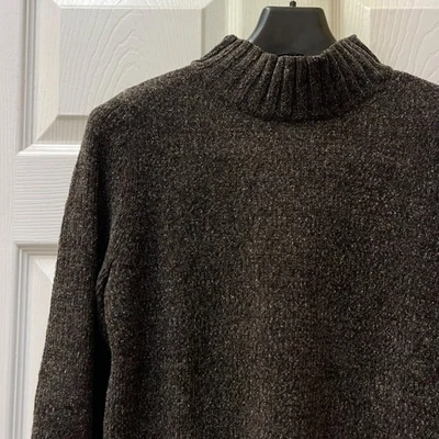 Dobladillo acanalado suave tejido chenilla cuello falso marrón para mujer (aprox. M) Foto 1 de 4