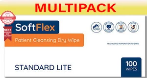 3000 x SoftFlex LITE Dry Standard Wipe Large | 30cm x 28cm | 30 Packs of 100 - Picture 1 of 2