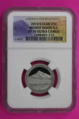 2010 S PF 70 Clad Quarter Mount Hood Park ATB NGC Graded Certified Slab 486 - Image 1 of 3