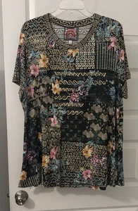Johnny Was Sz 1X Plus Weller Favorite Swing Tee Top Short Sleeve Floral Nature - Picture 1 of 12