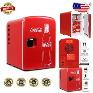 Retro Coke 4L Mini Fridge Cooler - 12V/110V, Certified, Compact Desk Fridge - Picture 1 of 11