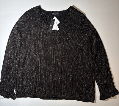 Top Premise para mujer 2X negro plateado dorado metálico tejido elástico brillante nuevo con etiquetas $58 Foto 1 de 4