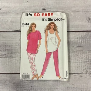 Simplicity 7244 Sewing Pattern Shirt Tank Top Pants Miss Size 8-20 UNCUT - Picture 1 of 3