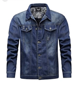 Brandneu Herren Alliance Mode Distressed Denim Jeansjacke - Gr. M - Bild 1 von 2