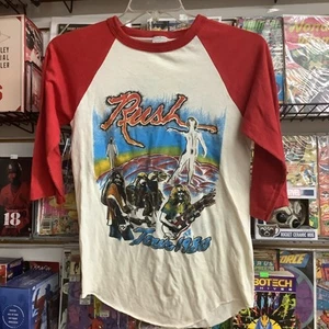 Vintage 1980 Rush Permanent Waves Concert Tour Band Raglan T-Shirt Starman M - Picture 1 of 8