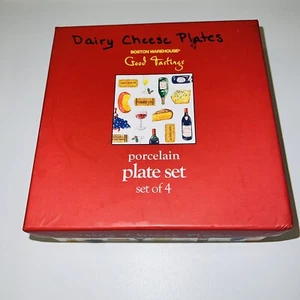 Boston Warehouse Good Tastings Porcelain Plates x4 6.5” Square - Picture 1 of 7