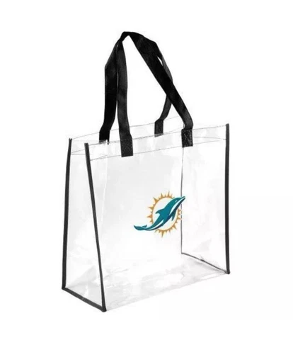 Miami Dolphins Clear Reusable STRAP TOTE Bag PACK NFL GAMEDAY STADIUM approve Cover