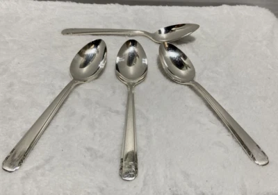 Oneida Community Tudor ELAINE Plateado 6" Cucharaditas 1926 Lote de 4 Foto 1 de 4