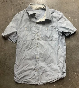 Gap Kids Button Up Short Sleeve Blue Shirt Girls Size Large 10-11 - Picture 1 of 6
