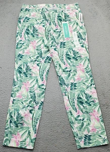 Old Navy Pixie Chino Pants Womens Size 10 Multicolor Tropical Print Flat Front - Picture 1 of 7
