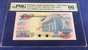 Vietnam south 1000 dong 1971 pick 29s2 Dlaru SPECIMEN PMG 66 EPQ - Picture 1 of 2