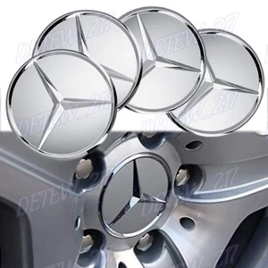 4x 75mm Silver WREATH WHEEL RIM CENTER HUB CAPS MERCEDES BENZ WC4PC504 New - Picture 1 of 2