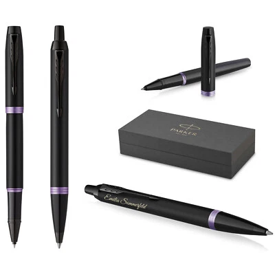 Parker IM Vibrant Rings Set Tintenroller + Kugelschreiber Purple PVD mit Gravur - Bild 1 von 4