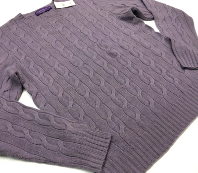 Purple Label Ralph Lauren 100% Cashmere Knit Cable Sweater Gentleman Lavender - Image 1 of 4