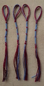 Home made set of Messianic Hebrew tzitzit, tassels, fringes (Burgundy) - Picture 1 of 3