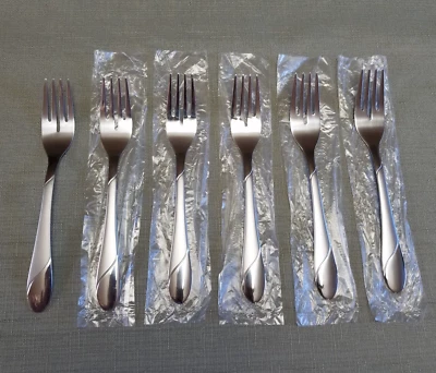 Juego de 6 tenedores de ensalada Cambridge SWIRL SAND satinados y brillantes NUEVO Foto 1 de 4