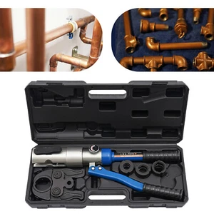 PEX Pipe Press Hydraulic Copper Tube Crimping Tool Kit Blue 17.13*3.35*7.68in - Picture 1 of 10